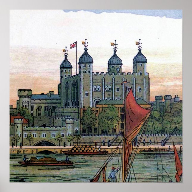 "The Tower of London" Vintage Illustration Poster (Front)