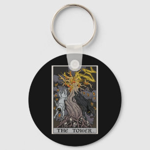The Tower Tarot Card Halloween Tree Of Life Gothic Key Ring