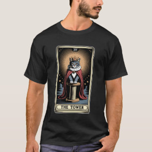The Tower Tarot Card Mystic Cat Scratching Post Tr T-Shirt