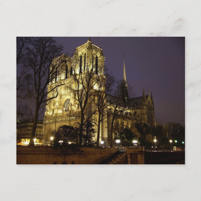 The towers of Notre Dame at night, Paris Postcard (Front)