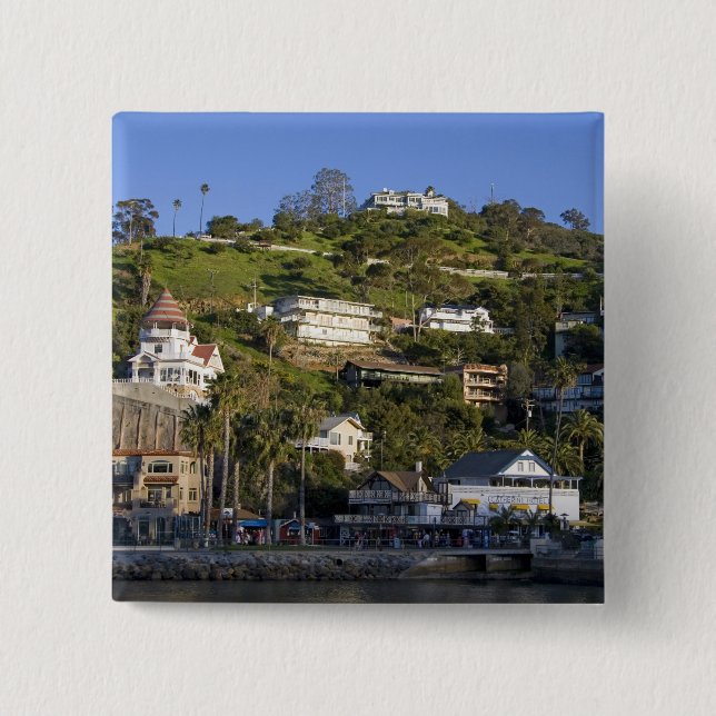 The town of Avalon on Catalina Island, 15 Cm Square Badge (Front)