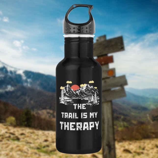 The Trail Is My Therapy | Hiking Inspiration  532 Ml Water Bottle (Creator Uploaded)