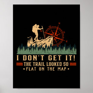 The Trail Looked So Flat On Map Funny Hiking Slow Poster