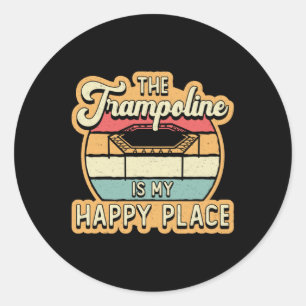 The Trampoline Is My Happy Place Jump Trampolining Classic Round Sticker