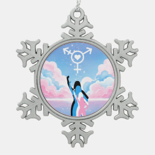The Trans Signal Snowflake Pewter Christmas Ornament