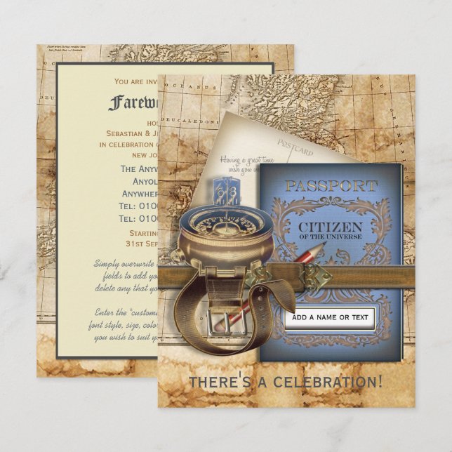 The Traveller Farewell Party Invitations (Front/Back)