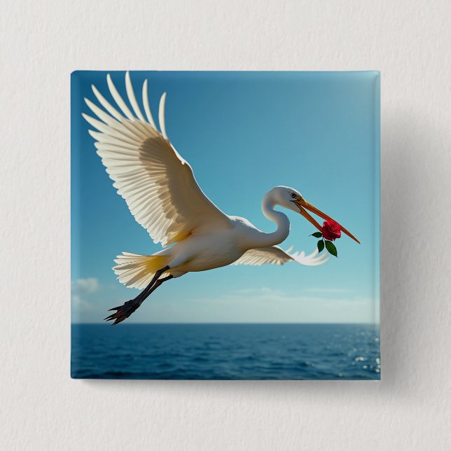 The travelling bird 15 cm square badge (Front)