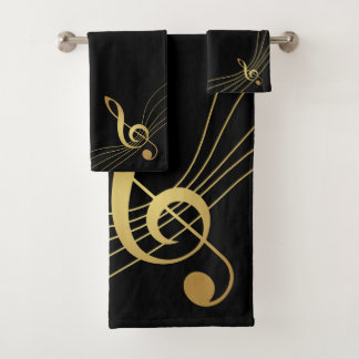 The Treble Clef: Gold Music Bath Towel Set
