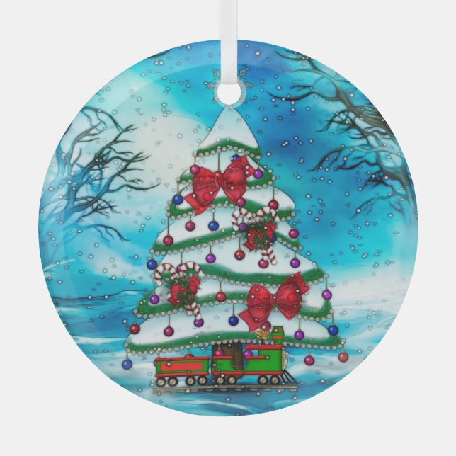 The Tree Christmas Folk Art Glass Tree Decoration (Front)