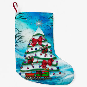 The Tree Christmas Folk Art Small Christmas Stocking