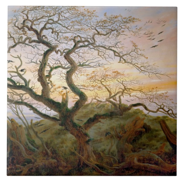 The Tree of Crows (by Caspar David Friedrich) Tile (Front)