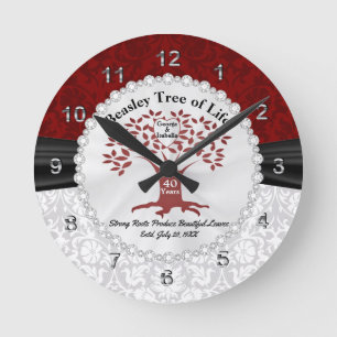 The Tree of Family Love  - 40th Anniversary Round Clock