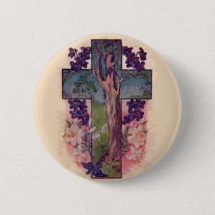 The Tree Of Life Cross Christian Button