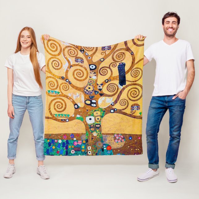 The Tree of Life (detail), Klimt Fleece Blanket (In Situ)