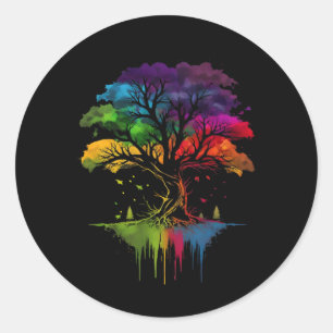 The Tree Of Life Multicolored Tree Changing Colour Classic Round Sticker