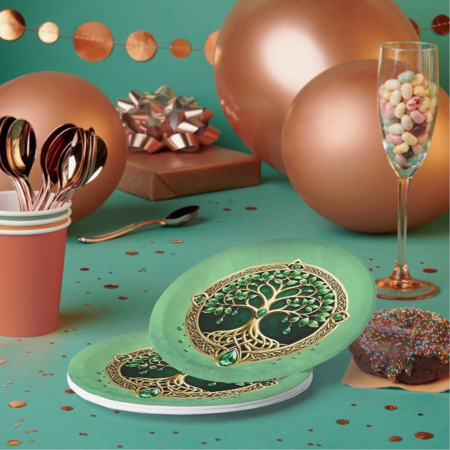 The tree of life with Celtic knots. Paper Plate (Multi)