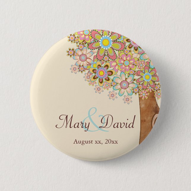 The Tree of Love Save the Date 6 Cm Round Badge (Front)