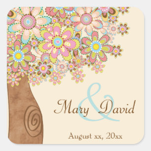 The Tree of Love Save the Date Square Sticker
