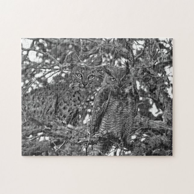 The Trees Have Eyes Bobcat And Owl Jigsaw Puzzle (Horizontal)