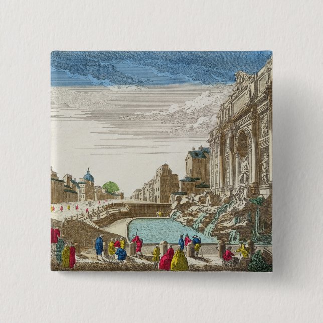 The Trevi Fountain, Rome 15 Cm Square Badge (Front)
