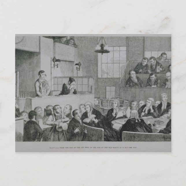 The Trial at the Old Bailey, plate 5 of 'The Drunk Postcard (Front)