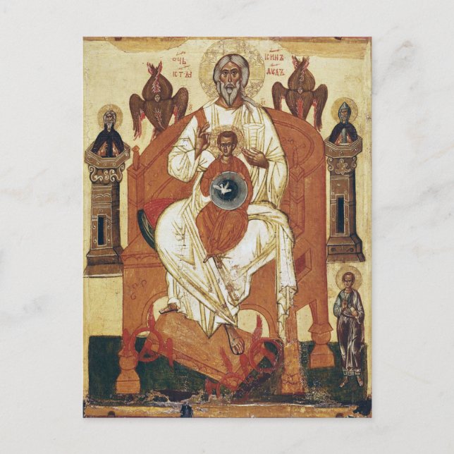 The Trinity with the Saints Byzantine Icon Postcard (Front)