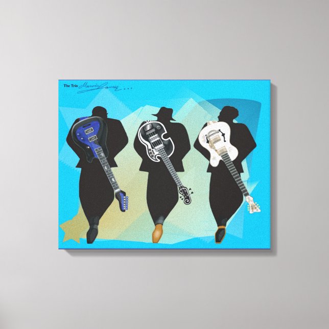 The Trio-Stretched Canvas Print-Purple Background Print (Front)