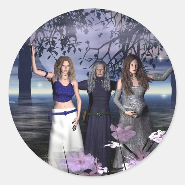 The Triple Goddess Classic Round Sticker (Front)