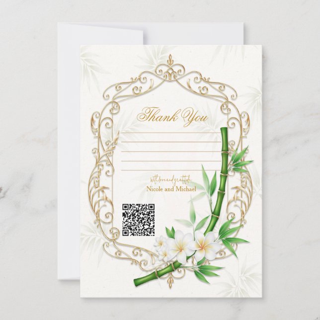 The Tropical Imperial Bamboo Garden Wedding  Invitation (Front)
