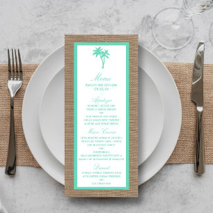 The Tropical Palm Tree Beach Wedding Collection Menu