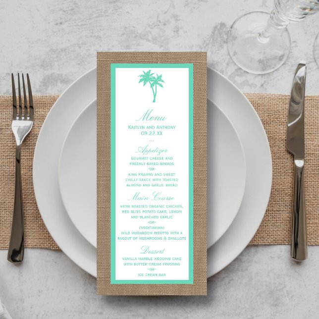 The Tropical Palm Tree Beach Wedding Collection Menu (Creator Uploaded)