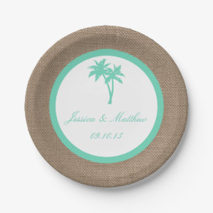 The Tropical Palm Tree Beach Wedding Collection Paper Plate