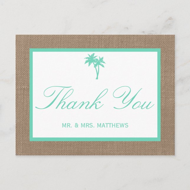 The Tropical Palm Tree Beach Wedding Collection Postcard (Front)