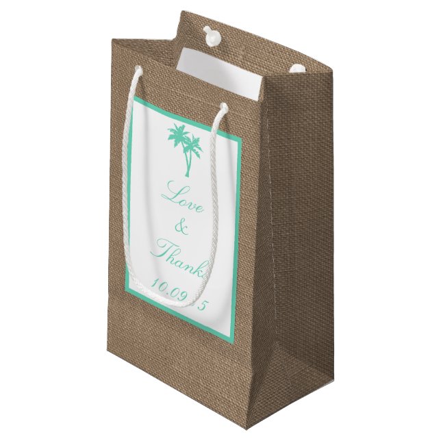 The Tropical Palm Tree Beach Wedding Collection Small Gift Bag (Front Angled)