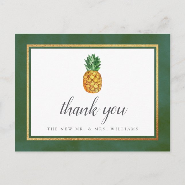 The Tropical Pineapple Wedding Collection Announcement Postcard (Front)