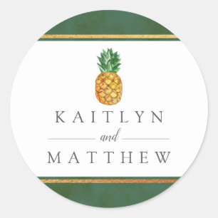 The Tropical Pineapple Wedding Collection Classic Round Sticker