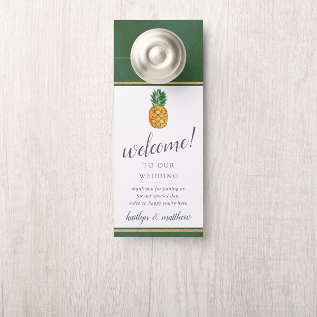 The Tropical Pineapple Wedding Collection Door Hanger (On Knob)