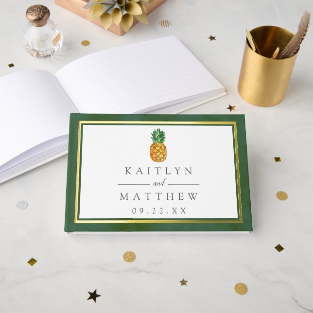 The Tropical Pineapple Wedding Collection Guest Book (Front Open)