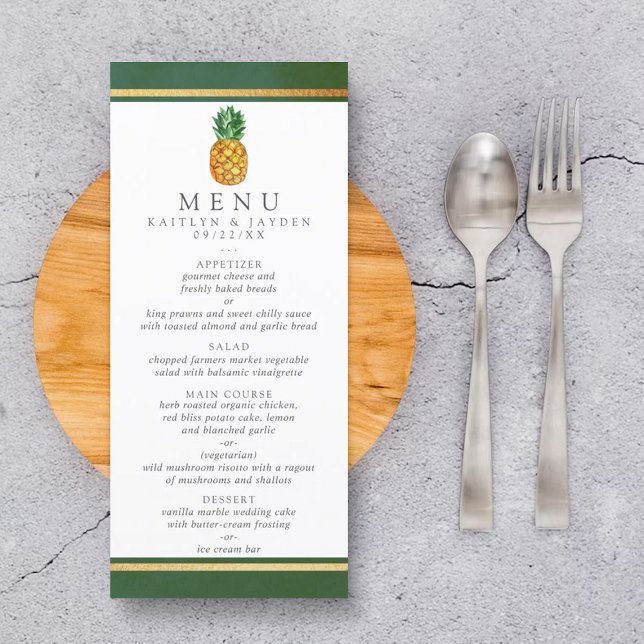 The Tropical Pineapple Wedding Collection - Menu (Creator Uploaded)