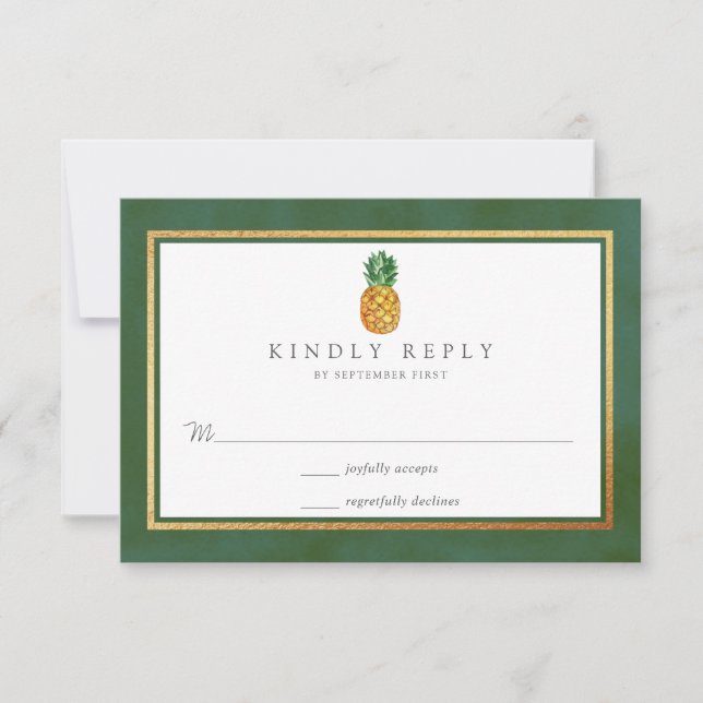 The Tropical Pineapple Wedding Collection RSVP Card (Front)