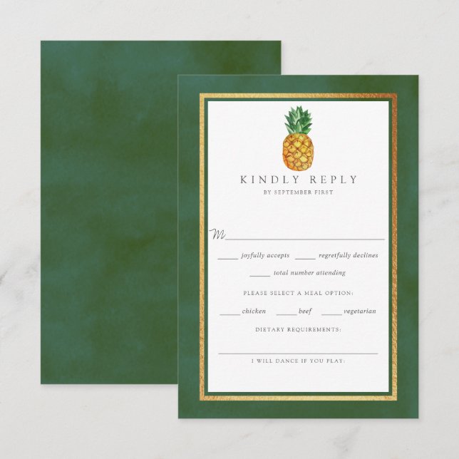 The Tropical Pineapple Wedding Collection RSVP Card (Front/Back)