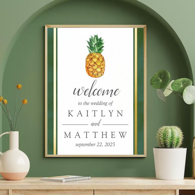 The Tropical Pineapple Wedding Collection Welcome Foil Prints (Creator Uploaded)