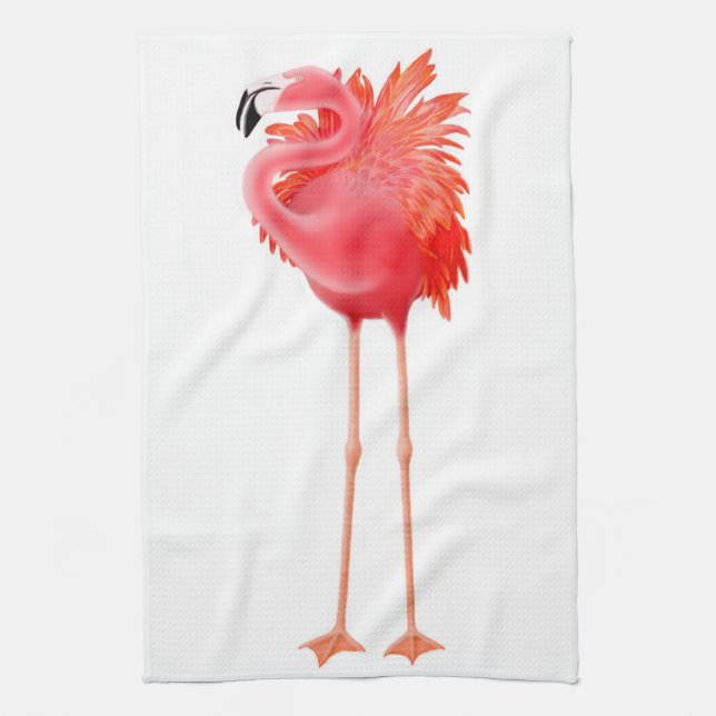 The Tropical Pink Flamingo Kitchen Towel (Vertical)