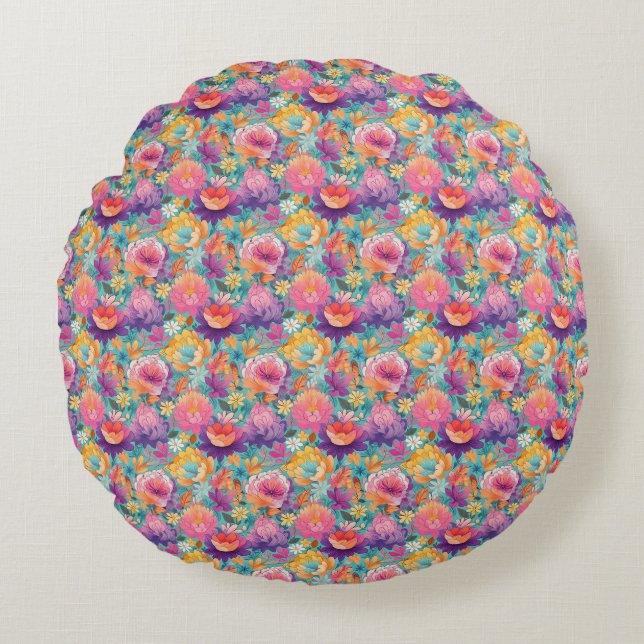 The Tropics Teach You To Go With The Flow Round Cushion (Front)
