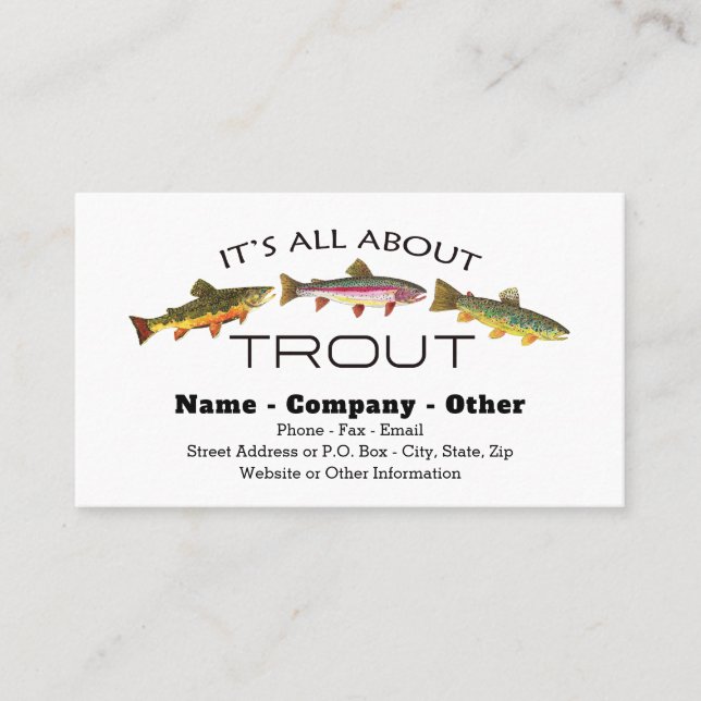 The Trout Fly Fisherman's Fisherwoman's Business Card (Front)