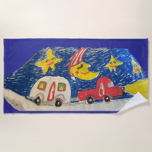 The Truck, The Trailer, And The Sleepy 😴 Moon 🌙 Beach Towel