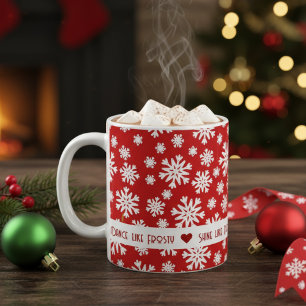 The True Spirit of Christmas Red & White Snowflake Coffee Mug