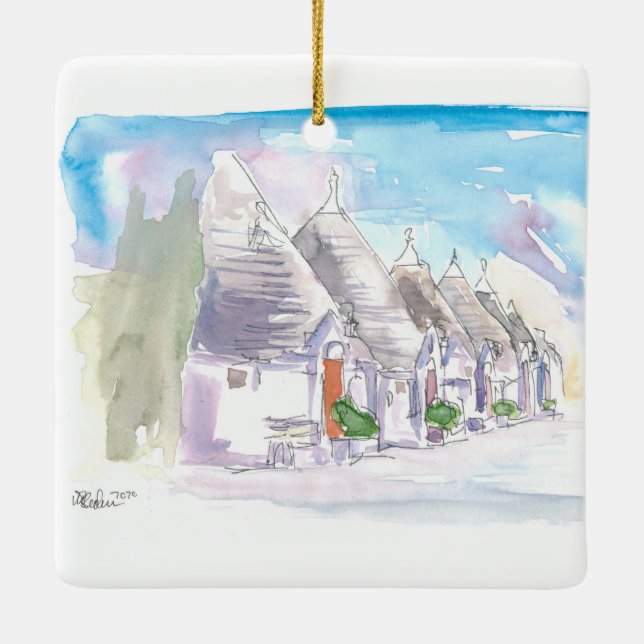 The Trulli Buildings of Alberobello Bari Italy Ceramic Ornament (Back)