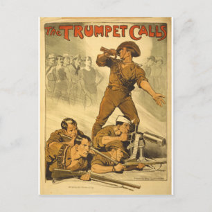 The Trumpet Calls Vintage WW1 Poster Postcard