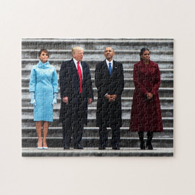 The Trumps & Obamas At Inauguration Jigsaw Puzzle (Horizontal)